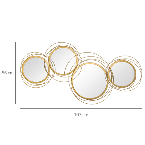 Metal Wall Art Decorative Mirror Decor Modern Wall Sculpture, Gold