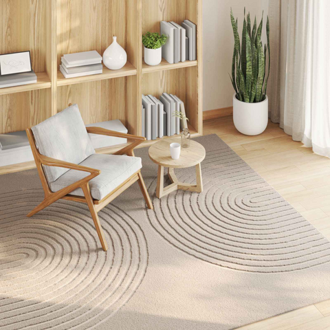 Area Rugs Square Beige 120 x 120 cm