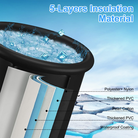 370L Ice Bath Tub for Recovery, 97Gallon Large Cold Plunge Tub with 5-Layers Insulation, Portable Ice Bathtub for Athletes Adults Home Gym, 5-Layers Insulated Ice Bathtub for Muscle Recovery, Indoor Outdoor Use