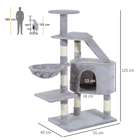Deluxe Cat Tree Climb Post Kitten Scratching Condo Furniture Activity Pawhut