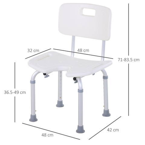 Adjustable Aluminum Shower Bath Stool Spa Chair Non-Slip Feet, Handle
