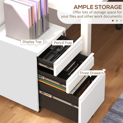 Efficient File Storage Cabinet with Lock & Wheels - Compact Steel Design