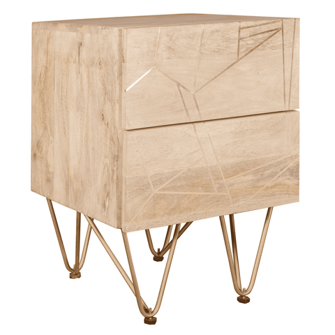 Light Gold 2 Drawer Side Table