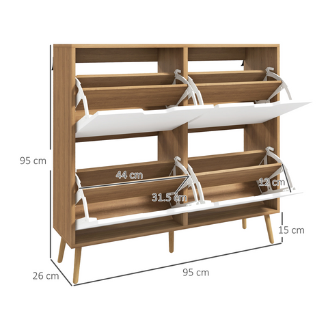 Shoe Storage Cabinet with 4 Flip Drawers for 16 Pairs of Shoes, Natural