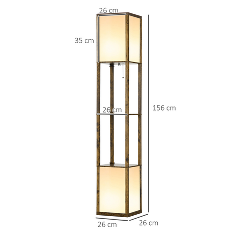 Shelf Floor Lamp with Dual Light, for Living Room, Bedroom, Brown