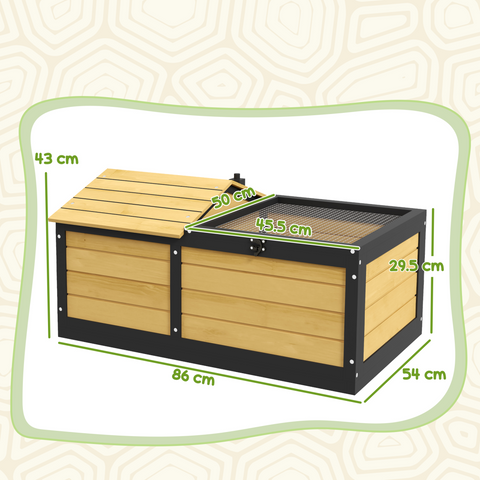 Wooden Tortoise House, Small Pet Reptile with Hide Shelter Den and Run