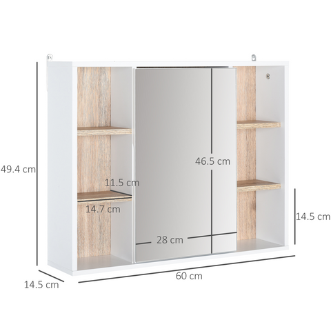 Wall Mounted Bathroom Storage Cabinet w/ Mirrored Door, Adjustable Shelf