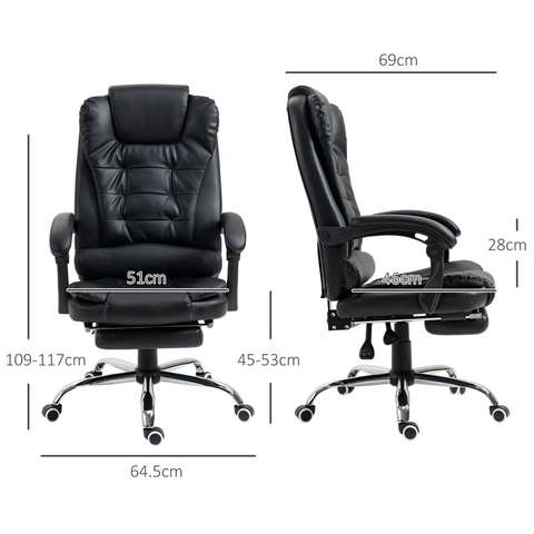 PU Leather Home Office Chair High Back Computer Chair with Swivel Wheels Black