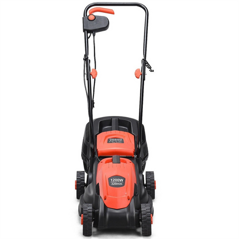 13-Inch Electric Lawn Mower with 8 Gal Grass Collection Box, 3 Adjustable Cutting Heights, Lightweight 15.5LBS Push Mower for Garden - Red