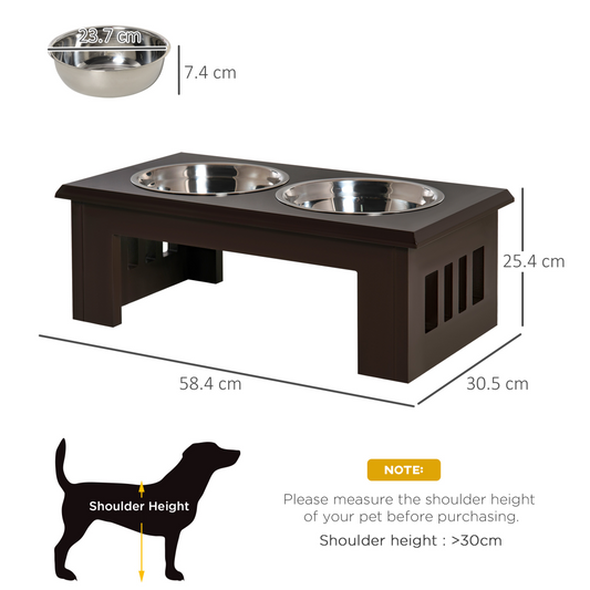 Raised Dog Bowls Pet Feeder Elevated Double Stainless Steel Water Brown Pawhut