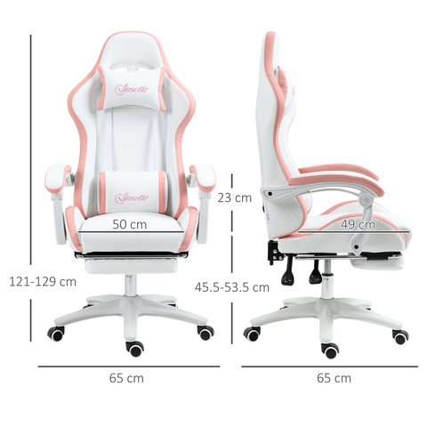 Racing Style Gaming Chair with Reclining Function Footrest, Pink