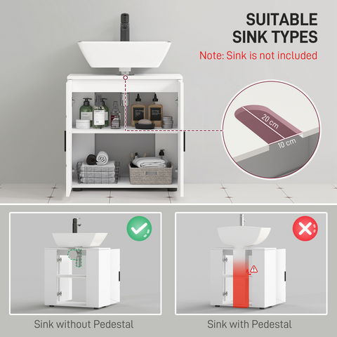 kleankin Bathroom Vanity Unit, Under Sink Cabinet with Shelf, White