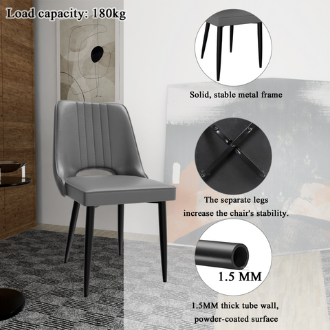 Dining Chairs with Cut-Out Backrest, Modern Kitchen Chair, Scandinavian Faux Leather Chair with High Back for Living Room Kitchen