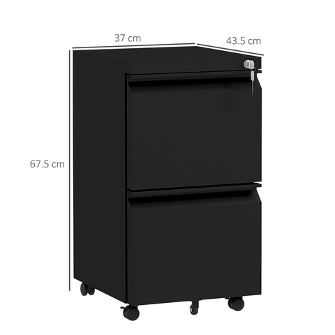 Vinsetto Steel File Cabinet with Lock Hanging Bar for Letter A4 Legal Size Black