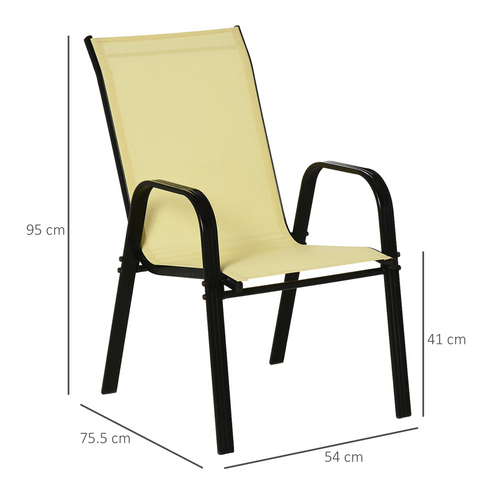 Set of 4 Garden Dining Chair Set Outdoor with High Back Armrest Beige Outsunny