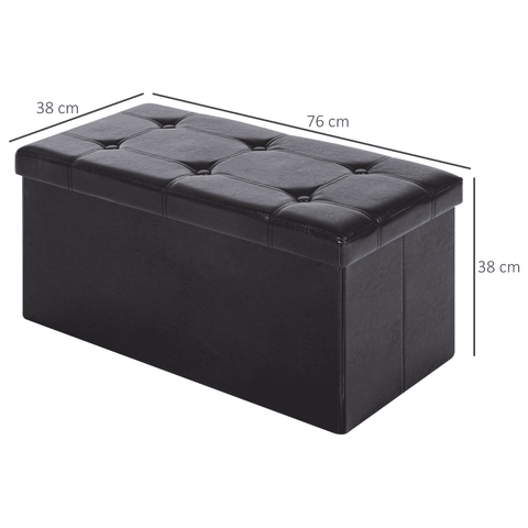 Folding Faux Leather Storage Cube Ottoman Bench Seat Brown