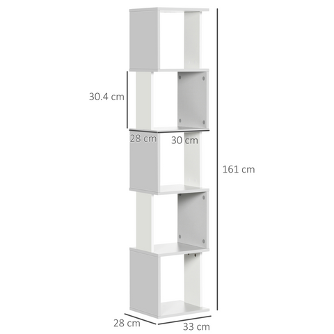 5-Tier Bookshelf, Freestanding Bookcase Storage Shelving Light Grey