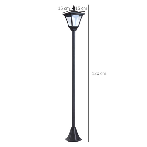 Outdoor Garden Solar Post Lamp Dimmable LED Lantern Bollard 1.2M Tall Black