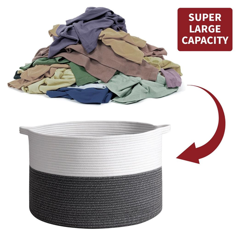 LAUNDRY BASKET WHITE & D GREY 1010286