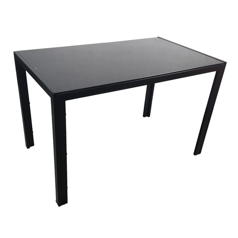 Simple Assembled Tempered Glass & Iron Dinner Table Black(Replacement code: 13028197-55761004)