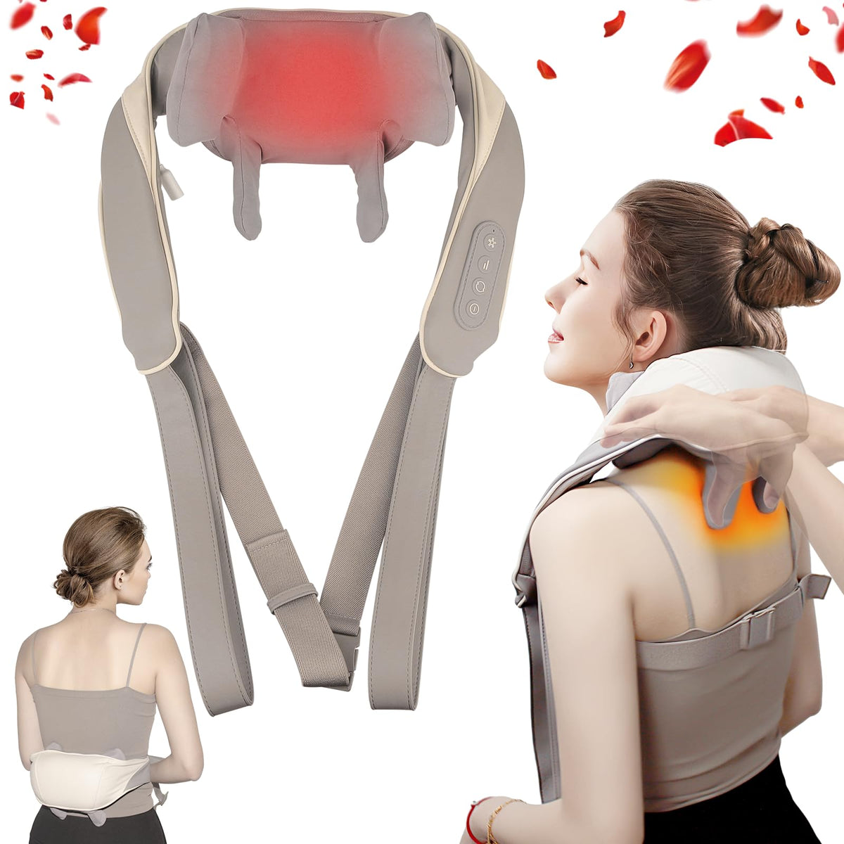 Neck Massager with Heat Cordless Back and Shoulder Massager with 2 Adjustable Modes & Speeds 6D Deep Tissue Shiatsu Massager for Neck and Shoulder Back and Legs Pain Relief Ideal Gift for Family