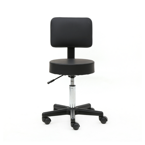 Round Shape Plastic Adjustable Salon Stool with Back Black