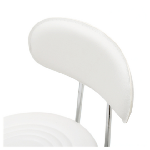 Round Shape Adjustable Salon Stool with Back and Line White