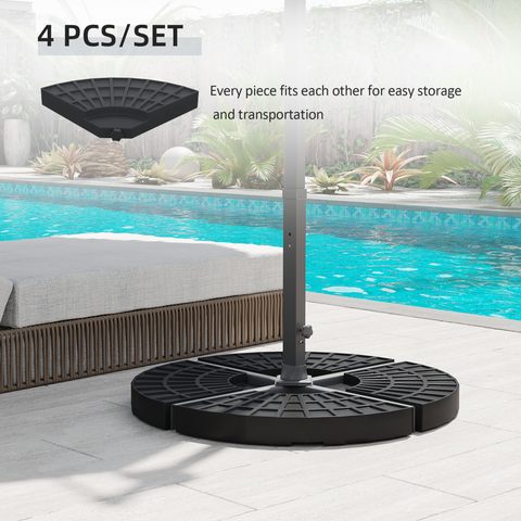 4Pc Portable Umbrella Base Parasol Stand Weights Holder Sand Water Filled