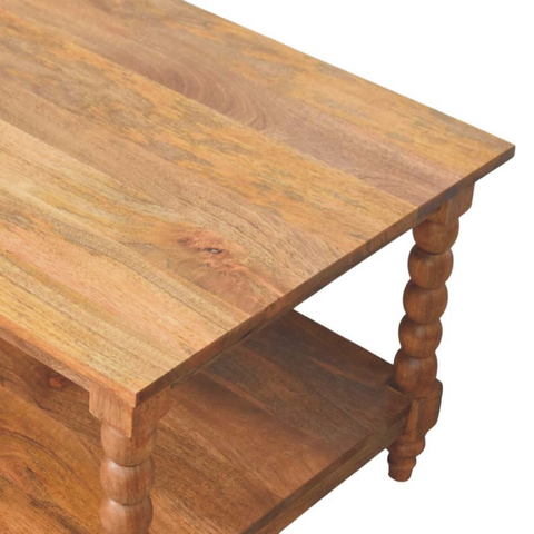 Artisan Furniture Solid Wood Spindle Coffee Table, 1 Open Slot, Brown