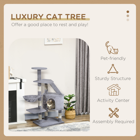 Deluxe Cat Tree Climb Post Kitten Scratching Condo Furniture Activity Pawhut