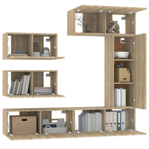 6 Piece TV Cabinet Set Sonoma Oak Engineered Wood
