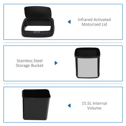 20L Stainless Steel Auto Kitchen Bin Sensor  Bucket in L Size