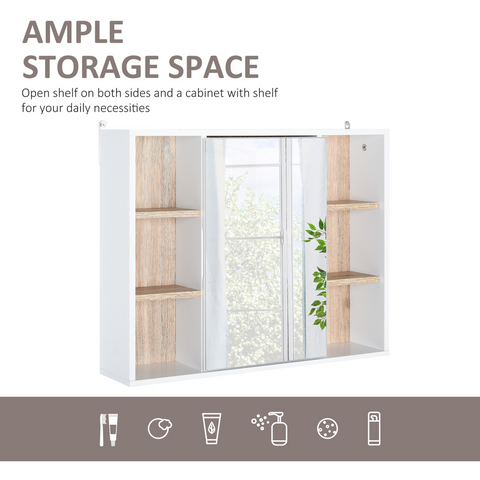 Wall Mounted Bathroom Storage Cabinet w/ Mirrored Door, Adjustable Shelf