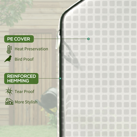 PE Greenhouse Cover Replacement with Door and Mesh Windows, White