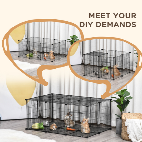 DIY Pet Playpen Cage 22 Piece w/Door Bunny Chinchilla Guinea Pig Pawhut