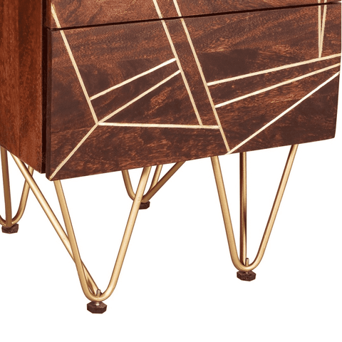 Dark Gold 2 Drawer Side Table