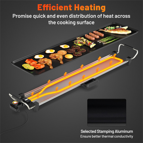 35" large electric grill with adjustable temperature
