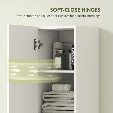 Wall Mounted Slim Bathroom Storage Cabinet with 6-Tier Shelf White