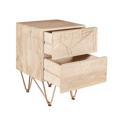 Light Gold 2 Drawer Side Table