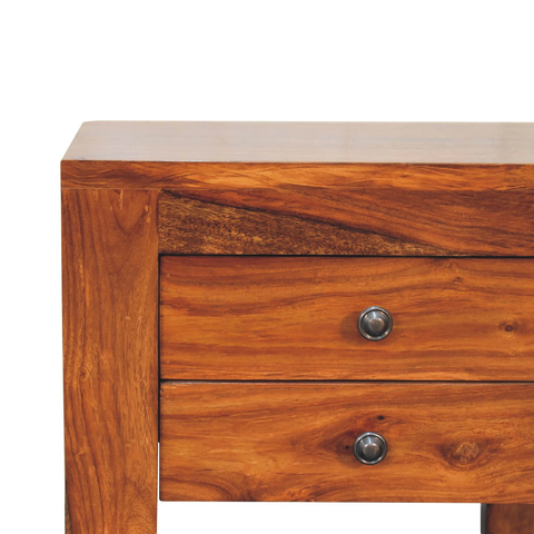 Artisan Furniture Solid Wood U-Square Honey Bedside, Brown, 2 Drawers