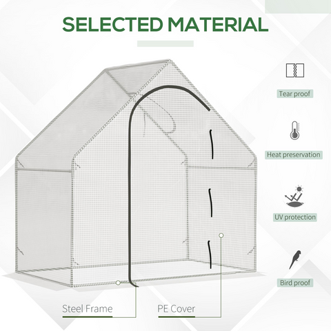 Wire mesh enclosure with PE cover, labeled 'Selected Material' on a white background.