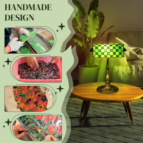Stained Glass Table Lamp, for Bedroom Bedside, Bulb not Included