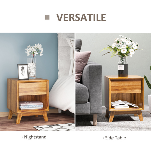 Bedside Table Storage Organizer Side Table  Drawer and Shelf Bedroom
