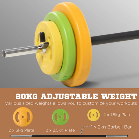 20kg Weights Barbell Set with Non-slip Handle for Strength Training