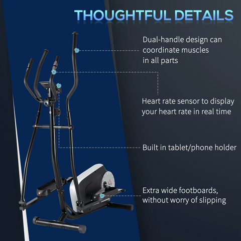 Elliptical Cross Trainer w/ Adjustable Resistance, LCD Monitor, Wheels