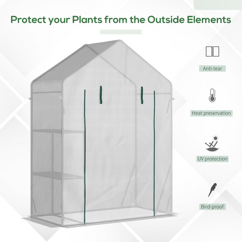 Greenhouse for Outdoor, Portable Gardening Plant Grow House w/ Shelf Outsunny