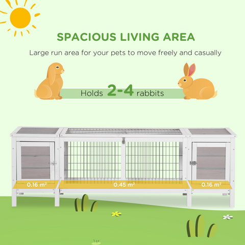 Indoor Rabbit Hutch Separable Guinea Pig Cage Bunny Run w/ Slide Out Tray - Grey