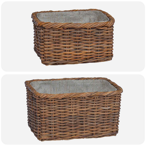 Firewood Basket 2 pcs Brown Lacak Rattan