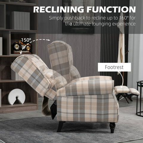 Recliner Chair for Living Room Wingback Chair with Padded Armrest Khaki
