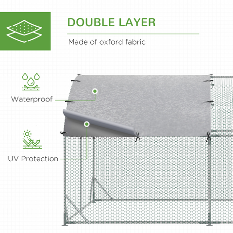 Walk-In Chicken Run Galvanised Chicken Coop with Cover 2.8 x 1.9 x 2m